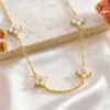 Joias Europeias e Americanas Transfronteiriças, Design de Trevo de Quatro Folhas Geométrico Cravejado com Zircônia, Pulseira Feminina de Luxo Leve, Joias de Mão Geométricas Atacado