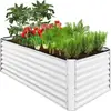 Caixa de Plantio para Horta em Varanda ou Telhado Transfronteiriça, Caixa de Flores de Jardim Retangular Galvanizada, Caixa Especial para Cultivo de Vegetais, Caixa de Plantio de Metal