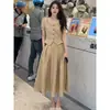Conjunto de Moda Lujoso y Único con un Ambiente de Alta Gama, Nuevo Estilo Verano 2026, Top Cuadrado Inspirado en Chanel y Falda de Campana Ropa para Mujer