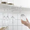 Portacopas de Vino Tinto Invertido sin Perforaciones Metal Colgante Copa Gabinete Estante de Almacenamiento Doméstico Estante de Almacenamiento de Lujo Ligero