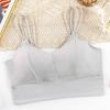 Verano Hilo de Hielo Sin Costuras Tirantes Finos Espalda Hermosa Envoltura Pecho Sujetador sin Tirantes sin Varillas con Almohadilla Base Camisola Sujetador para Mujer
