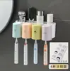 Hogar Juego de Cepillos de Dientes Color Macarrón Portacepillos de Dientes Montado en Pared sin Perforaciones Portacepillos de Dientes Enjuague Bucal