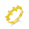 Nuevo Anillo Ajustable con Forma de Trébol Chapado en Oro de Latón Vietnamita Joyería al por Mayor desde Fabricante