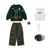 Roupas de Moda Infantil Hip-hop Conjunto de Moletom Largo para Meninos Fantasia de Dança Fantasia de Performance Hip Hop Infantil para Meninas