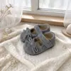 Sapatos de Salto Único para Meninas 2026 Outono/Inverno Novo Bico Redondo Laço Mary Jane Birkenstock Sapatos Baixos de Couro Pequenos para Crianças