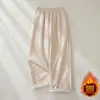 Pantalones anchos de algodón y lino gruesos para otoño e invierno, estilo artístico único, pantalones largos casuales holgados, pantalones únicos de lino para mujer