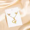 Conjunto de Pendientes de Cadena para Clavícula con Forma de Corazón Geométrico Estilo Metalizado Personalizado Europeo y Americano Collar de Moda con Diseño Transfronterizo de Acero Inoxidable
