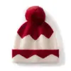 Nueva colección otoño/invierno 2026: Gorro de punto de cachemira de estilo coreano, moderno y versátil, para mujer, con pompón de bloques de color, cómodo y cálido para el clima frío