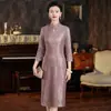 Novo Cheongsam Elegante Roxo Claro de Verão Vestido Melhorado Chinês Sofisticado Vestido para Banquete de Casamento para Sogra