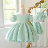 Vestido nuevo para niños, vestido de tutú para niña, vestido de actuación, vestido con mangas abullonadas, vestido de princesa para niñas, al por mayor
