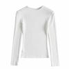 AliExpress Europeu e americano outono e inverno feminino cor sólida base camisa gola redonda slim-fit emagrecimento sexy manga comprida camiseta multicolorido top