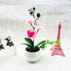 Bonsái de Flor Artificial en Maceta Simulada Impreso en 3D Phalaenopsis Adornos de Bonsái Nueva Maceta Grande a Rayas Tres Phalaenopsis