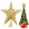 Adornos navideños estrella para la punta del árbol directo de fábrica decoración para la punta del árbol de Navidad estrella hueca de cinco puntas manualidades navideñas