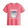 Europa y Estados Unidos verano caluroso color liso estampado de letras algodón manga corta camiseta ropa para niños ropa de media manga para niños ropa para clase padre-hijo ropa