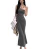 Vestido Doce Temperado Sem Mangas Cintura Costas Nuas Alça Verão Feminino Puro Elegante Sereia Quadril