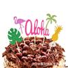 Decoración de mesa hawaiana AL OHA con piña, coco, flamenco, tortuga, hoja, pastel, tarjeta