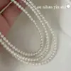 Collar de Plata de Ley S925 Ounihan con Perla Natural Ovalada para Mujer, Estilo Francés, Cadena para Clavícula Versátil y de Alta Gama
