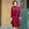 Elegante Conjunto de Dos Piezas para Mujer de Tallas Grandes con Cuello Bordado Estilo Chino para Primavera para Mujeres de Mediana Edad y Mayores
