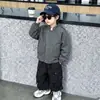 Chaqueta Casual de Primavera y Otoño para Niños Estilo Coreano Infantil Guapo Moderna Fresca Ropa de Motociclista Abrigo Niños Pequeños y Medianos Comercio Exterior Transfronterizo