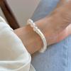 Exquisito Pulsera de Mariposa de Cristal Artificial Perla Plata Rota para Niñas, Pulsera de Moda y Versátil, Joyería de Mano Fresca y de Gama Alta