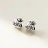 Cuentas espaciadoras para bolsa de dinero de la suerte de estilo chino de plata pura 999, cuentas sueltas para pulsera 3D envejecida, accesorios para material de ensartado DIY T0145