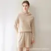 Camiseta básica de punto 100% cachemira pura para otoño e invierno, suéter con capucha de cachemira holgado y favorecedor para mujer