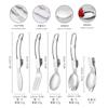 Juego de cuchillo, tenedor y cuchara plegables de acero inoxidable directo de fábrica, para estudiante, picnic, camping, conveniente para exteriores, juego de cuchillo, tenedor y cuchara 304