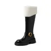 Botas femininas de sola grossa inverno forradas com fleece espessadas 2023 novas botas de neve quentes peludas de cano alto Botas de Cavaleiro