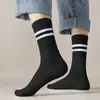 Calcetines de Otoño para Hombre, Calcetines de Algodón de Color Sólido, Caña Media Larga, Resistentes al Desgaste, Absorbentes de Sudor, Calcetines para Hombre Anti-Olor, Calcetines Deportivos Juveniles, Calcetines Zhuji
