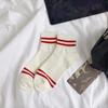 Calcetines Blancos Estilo Japonés Mujer Ins Trendy Primavera y Otoño Calcetines de Media Caña para Mujer Calcetines de Algodón Calcetines Deportivos Rayados Calcetines Cortos Estilo Academia