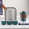 Juego de Té de Viaje de Vidrio Taza Express Portátil Un Tetera Tres Tazas Set de Bolsa Portátil Taza de Té Kung Fu para Exteriores Tetera
