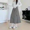 Falda de Trabajo con Cordón Estilo Americano para Mujer, Nueva Falda Midi A-Line Adelgazante de Cintura Alta con Efecto Plisado para Primavera y Otoño, Falda Corta Casual para Mujer Petite