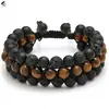 Pulsera de Ojo de Tigre Ojo de Gato Doble Fila Pulsera de Obsidiana con Venas Rojas Turquesa Pulsera de Fantasma Verde Pulsera de Piedra Natural