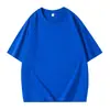 Camiseta de Algodón Puro para Mujer, 260g, Hombro Caído, Cuello Redondo, Corte Holgado, Adelgazante, Marca de Tendencia, Color Sólido, Camiseta de Manga Corta de Algodón Puro Pesado para Mujer