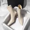 Botas Ajustadas de Tacón Alto con Punta Fina para Mujer 2026 Tendencia Otoño/Invierno Nuevo Estilo Versátiles Adelgazantes Elásticas Botines Cortos Botas Color Nude Botas con Terciopelo
