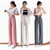 Pantalones de Verano de Seda de Hielo Fina con Logo de Mariposa, de Cintura Alta, Sueltos, con Caída, para Figura, Casuales, Sueltos, Rectos, Delgados, de Pierna Ancha para Mujer