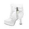 Nuevas Botas de Moda de Comercio Exterior con Pedrería, Borde Crudo, Tacón Alto, Punta Fina, para Mujer, Otoño Invierno, Lazo, Talón Grueso Cálido, Caña Media, Adelgazantes