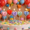 Bolo de Aniversário de Dia dos Namorados Vela de Amor Decoração de Amor Diamante Colorido Vela de Bolo Sem Fumaça