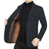 Traje Casual Grueso de Felpa para Hombre de Otoño e Invierno Abrigo de Lana Cálido de Negocios para Hombre de Mediana Edad Ropa para Papá Traje de Cuadros