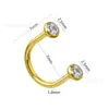 Binkes F136 Aleación de Titanio Dorado Diamante Incrustado Forma de U Perforación de Cartílago Pendiente de Oreja Versátil Anillo de Nariz Anillo de Ombligo Joyería