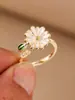 Nuevo Anillo Abierto de Camelia para Mujer, Diseño de Nicho con un Toque de Lujo, Anillo Exagerado y Exquisito para el Dedo Índice, Anillo de Esmalte al por Mayor