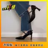 Sapatos de Salto Alto Estilo Francês para Mulheres, Sapatos Mary Jane Pretos Minimalistas Retrô com Uma Tira Única, 2026, Adequados para Combinar com Saias, Sapatos de Salto Bloco Único