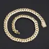 Colar de hip-hop europeu e americano transfronteiriço em ouro 18k, acessório masculino com fecho cravejado de diamantes, corrente cubana lisa, joia personalizada da moda
