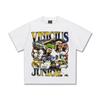 2025 Primavera y Verano Transfronterizo Nuevo Vinicius JR Retro Fútbol Estampado Pesado Camiseta de Manga Corta para Hombre y Mujer Algodón Puro Trendy