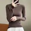 Suéter de Punto de Cuello Alto de Manga Larga Estilo Coreano para Mujer Otoño/Invierno Jersey de Lana Ajustado Capa Base Suéter Delgado