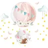 Novo elefante de desenho animado coelho balão de ar quente quarto infantil varanda Decoração de parede adesivos de parede decorativos 391-216