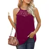 2023Wish Camiseta sin mangas de encaje plisado europea y americana para mujer, chaleco casual versátil, moda floral