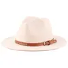 Amazon Sombrero Jazz de copa plana transfronterizo europeo y americano otoño e invierno hombres y mujeres Sombrero de lana británico sombrero de fieltro venta al por mayor