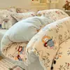 Terciopelo de Leche Juego de Cuatro Piezas Invierno Engrosado Coral Terciopelo Forro Polar Funda de Edredón Franela Ropa de Cama Dormitorio Juego de Tres Piezas