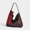 Bolsa de Mão Tecida Versátil Estilo Coreano para Mulheres, Bolsa de Ombro em Couro Macio, Bolsa Quadrada Pequena, Bolsa Transversal Casual Retro para Compras, Bolsa Mãe-Filha